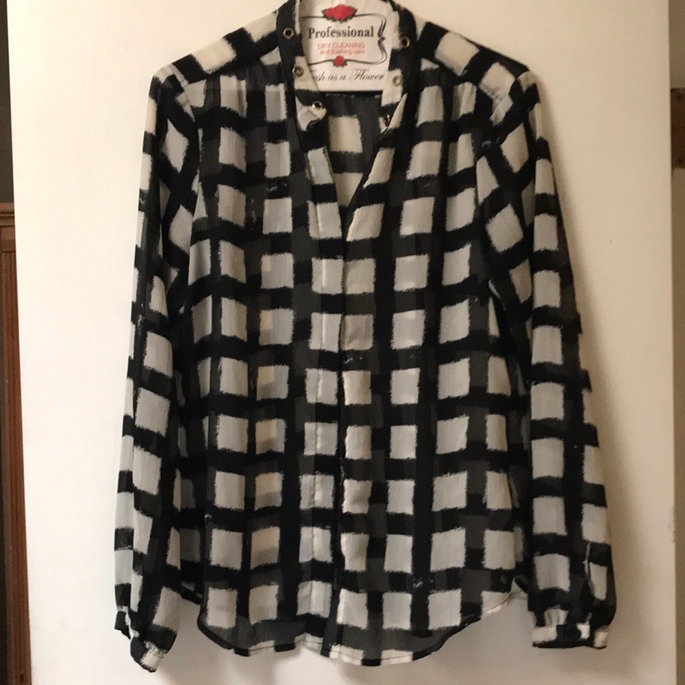 Sheer button down Blouse. Medium. Michael by Michael Kors